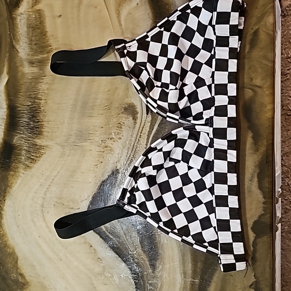 SHEIN 2-PIECE black and white checkered festival outfit 0XL - Picture 1 of 6